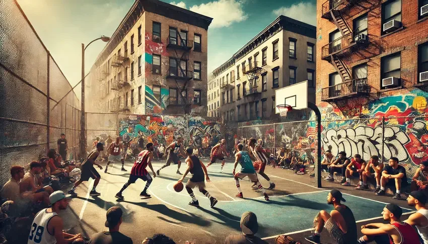 Urban street basketball court